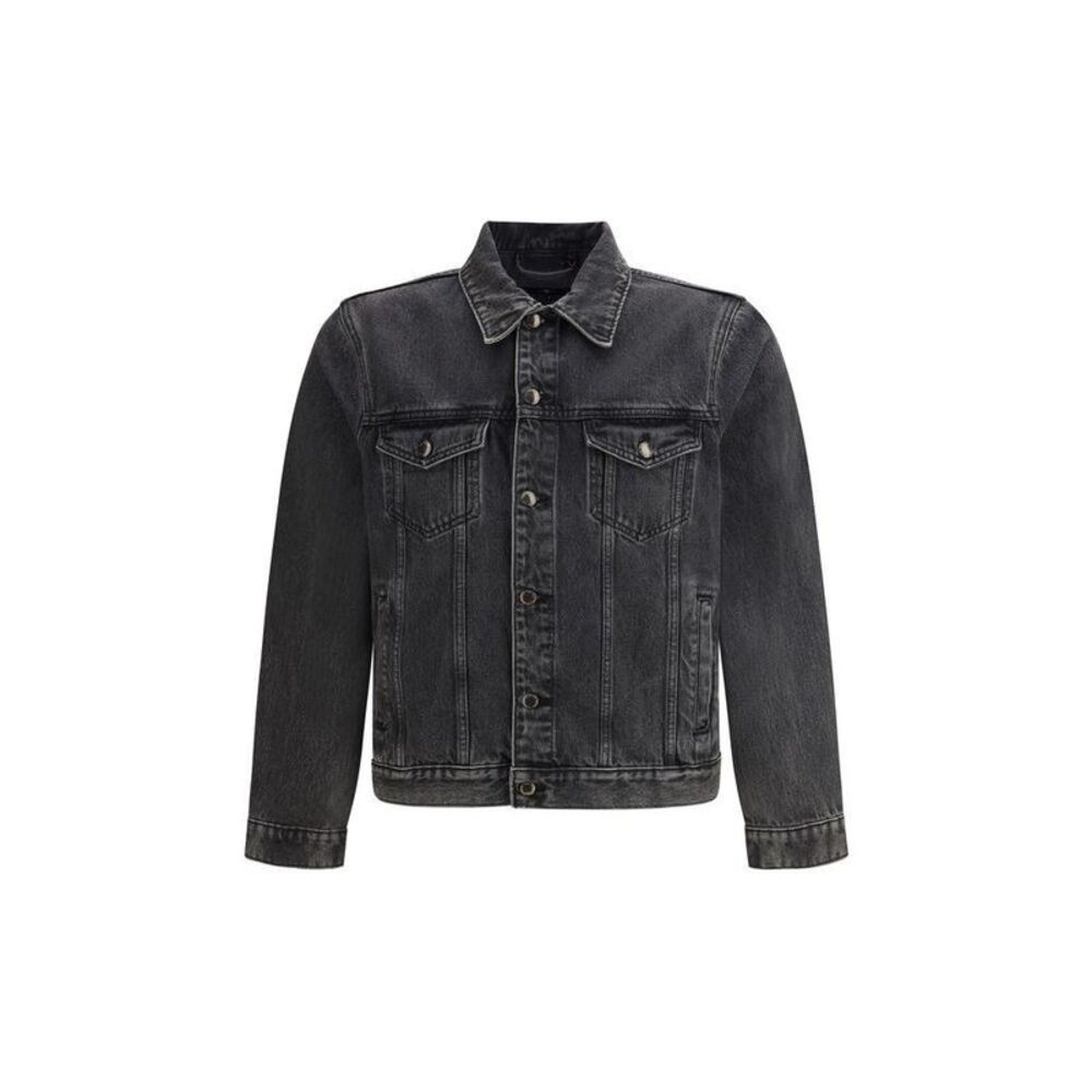 7FOR Cotton Denim Jacket with Classic Detailing Men Gray Jackets